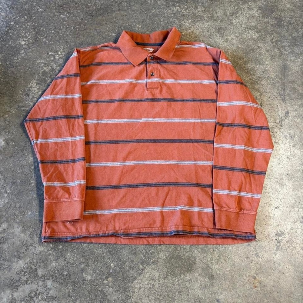 2000s Y2K striped rugby polo